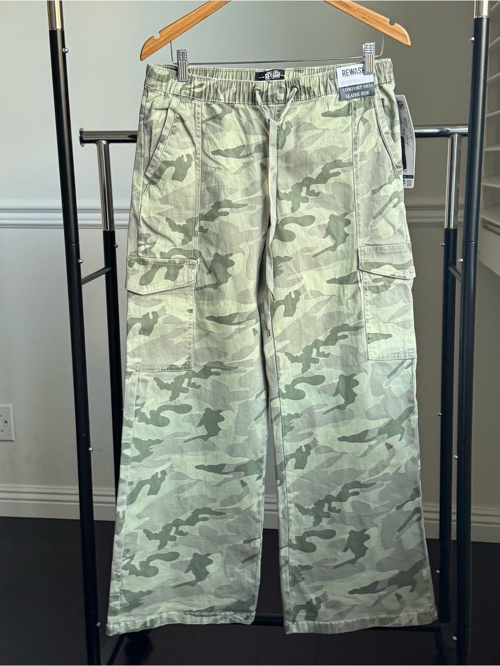 Rewash Camo Cargo Pants - Green Camouflage Large Cotton NWT